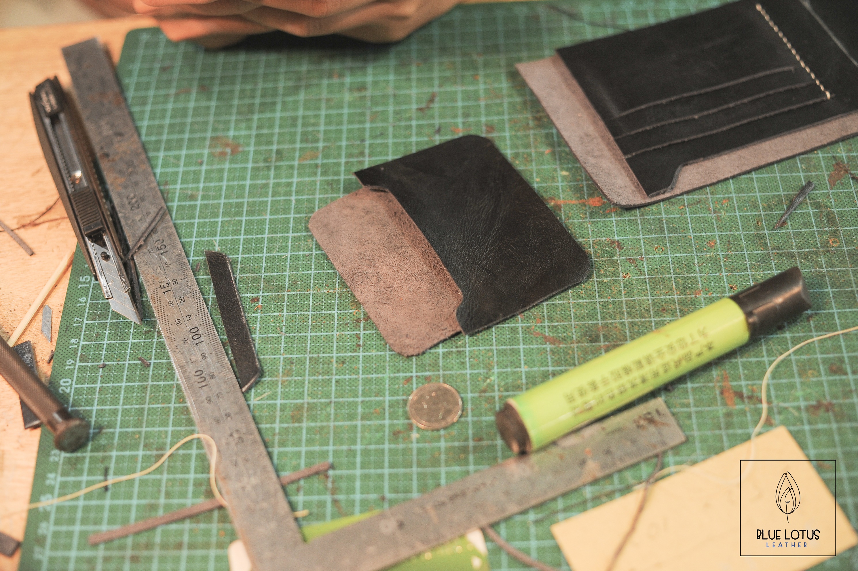 how to make DIY leather handmade men wallet